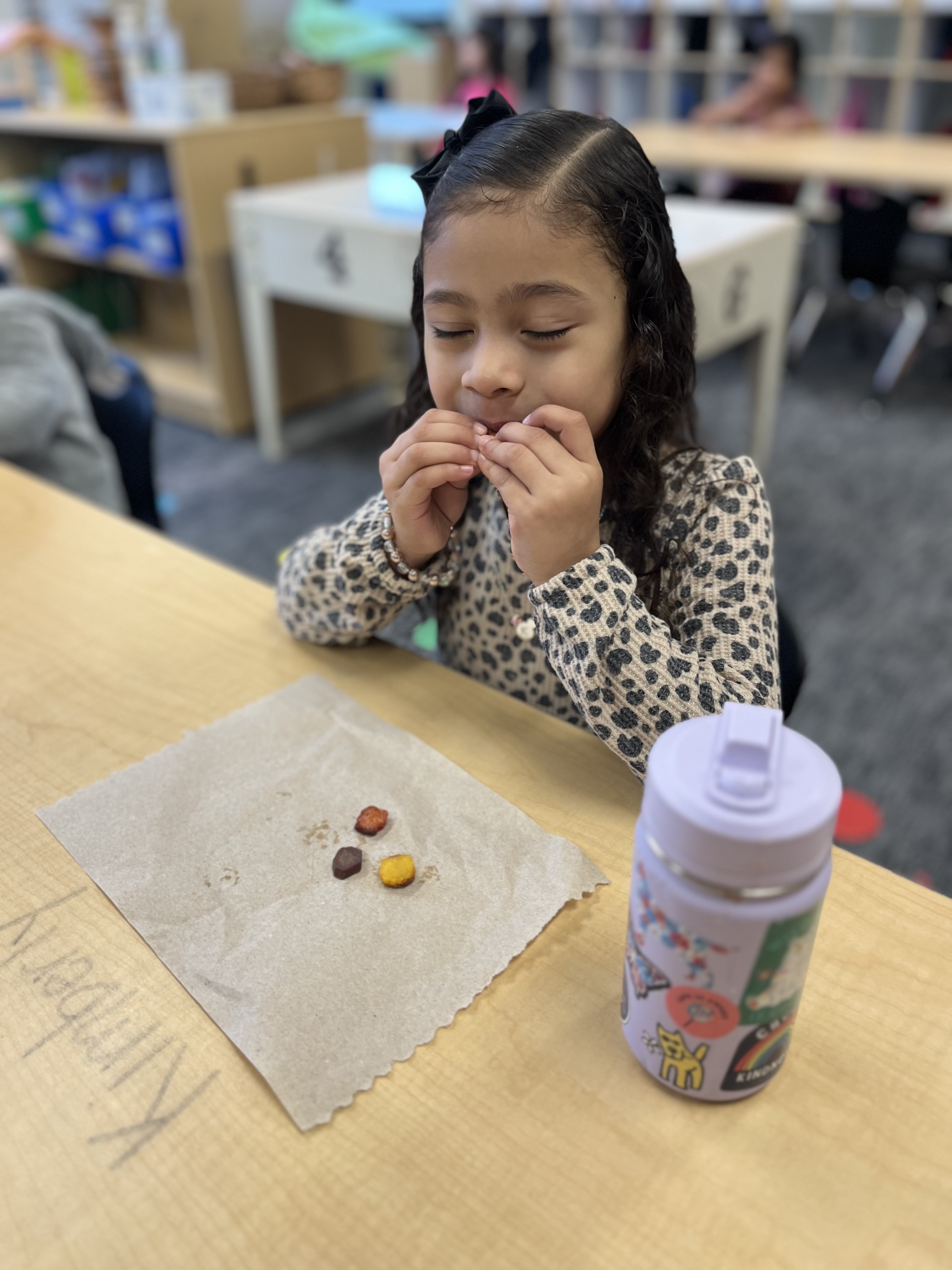 Student eating a healthy snack