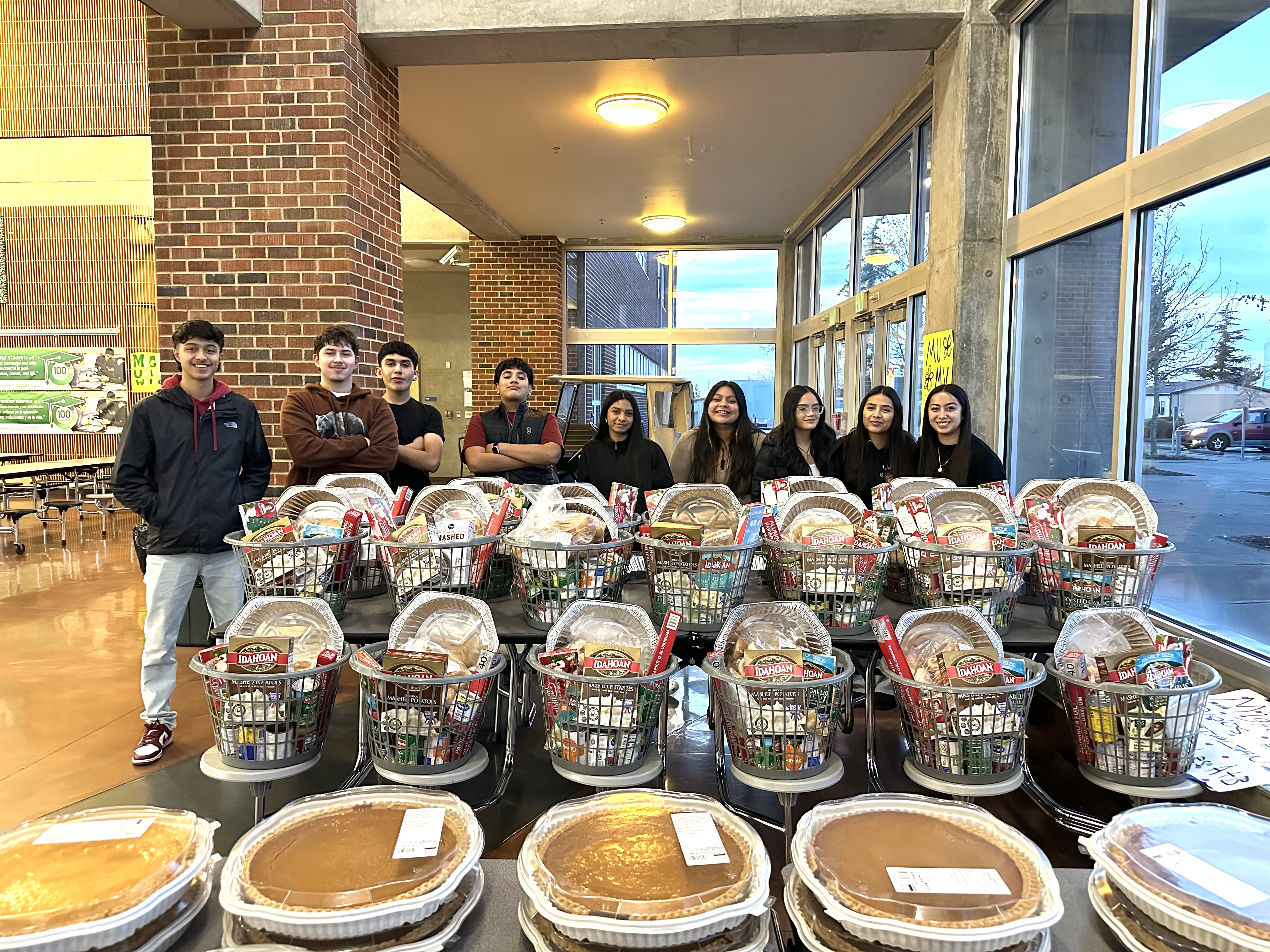 students at the high school donating